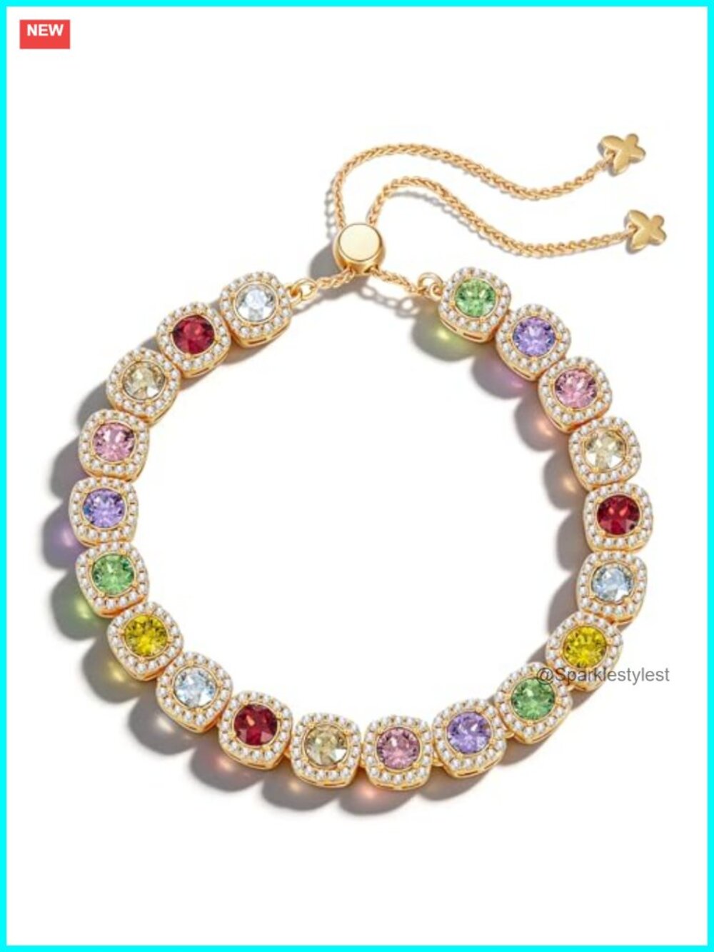 Handcrafted Tennis Bracelet Genuine Swarovski Crystal Gold Plated